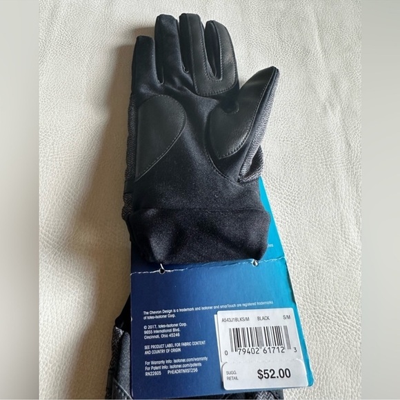 Isotoner black and gray smart touch gloves Size Small/Medium made in France - Picture 5 of 10